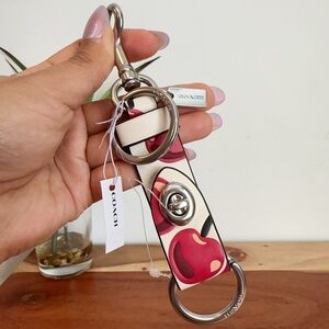 NWT Coach Trigger Snap Bag‎ Charm With Cherry Print